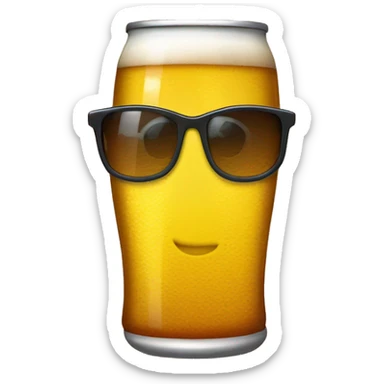 Una botella de cerveza en la playa con lentes de sol  sticker
