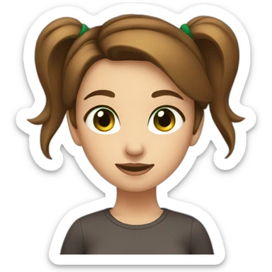 Girl with ponytail green eyes brown hair sticker