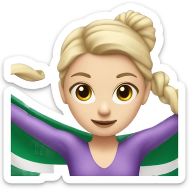 a white girl doing rhythmic gymnastics in a purple leotard  sticker