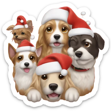 Merry Christmas text with pets sticker