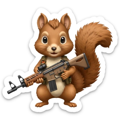 Squirrel holding m4 rifle sticker