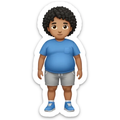 fat person emoji but make him brown skin and curly black hair make it a whole body image and the person is a boy who’s fat even fatter than this add belly rolls sticker