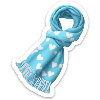 Light blue scarf with white hearts on it sticker