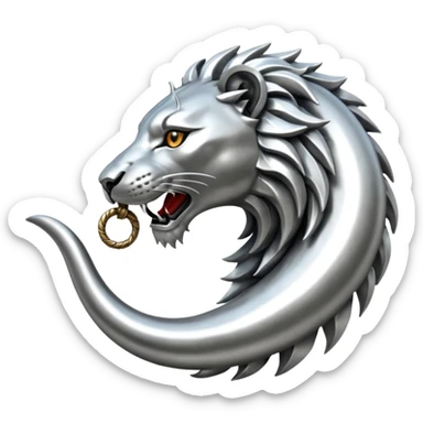 Silver Elder Scrolls Online Lion eating its tail Ouroboro sticker