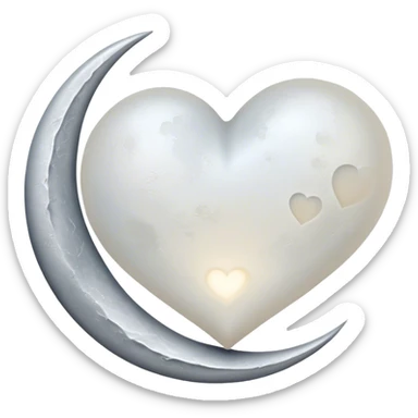 Heart on moon sticker