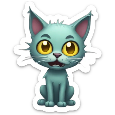 Zombie Cat having an idea sticker