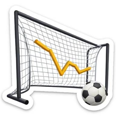 Cinematic realistic 3d growing bar graph in a soccer goal sticker