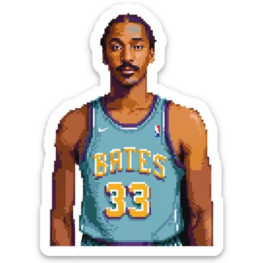 Wilt Chamberlain, tall, mustache, retro basketball uniform sticker