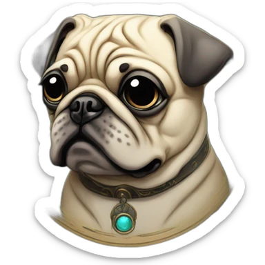 A cyberpunk pug in Art Nouveau style during 1910 sticker