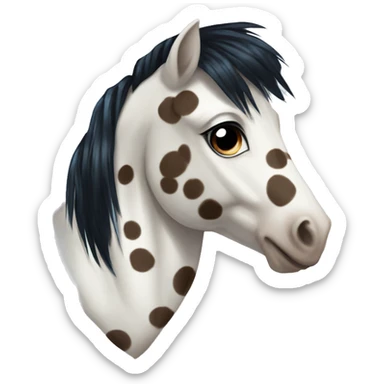 Brown and white spotted pony with black hair and blue eye sticker