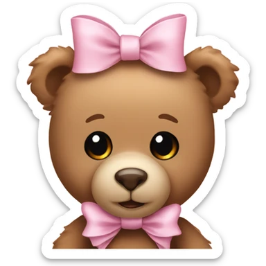 Teddy bear with light pink bow  sticker