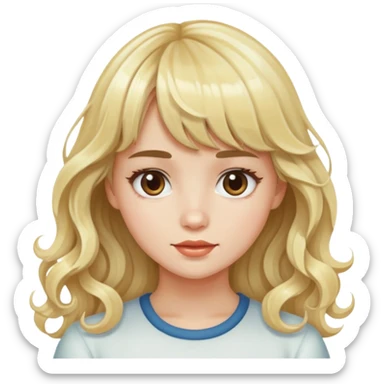 Wavy girl with bangs, girl with blonde streaks, and white skinned girl sticker