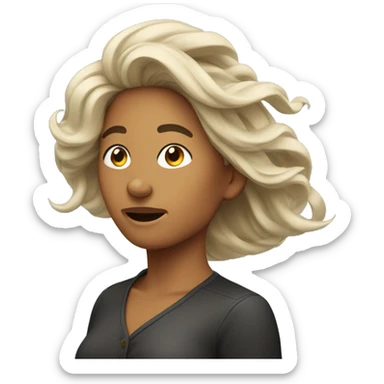 A woman with hair blowing in the wind sticker