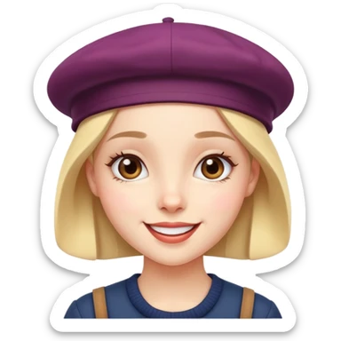 girl with a beret, cheerful expression sticker