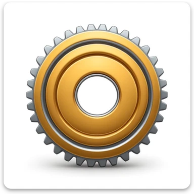 3D emoji of a gear with metallic silver look, Apple iOS emoji style, soft shadows, glossy and rounded, on white background, high detail, 4K resolution sticker