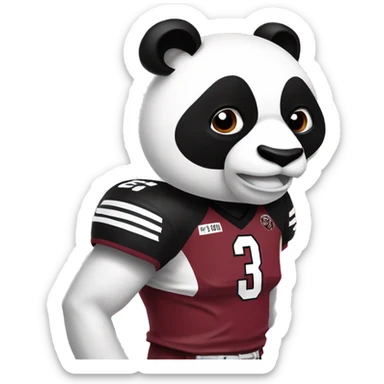 A panda wearing a University of South Carolina Gamecock football jersey.  sticker