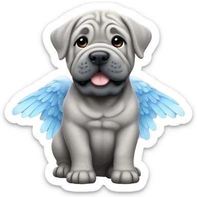 Blue shar Pei with angel wings sticker