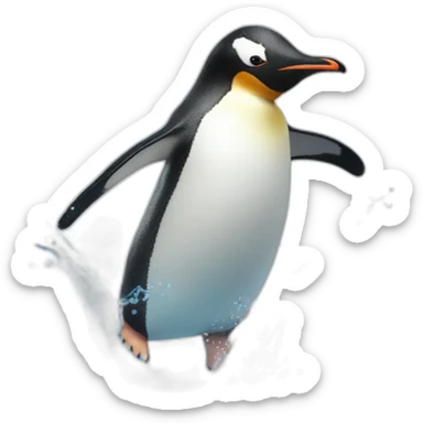 penguin splashing into water sticker