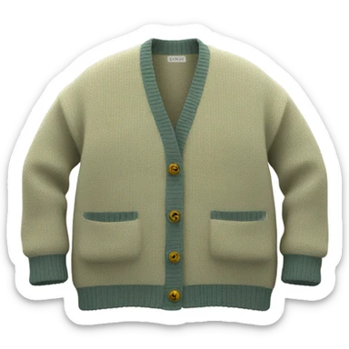 Sage oversize wool open short cardigan, isolated sticker