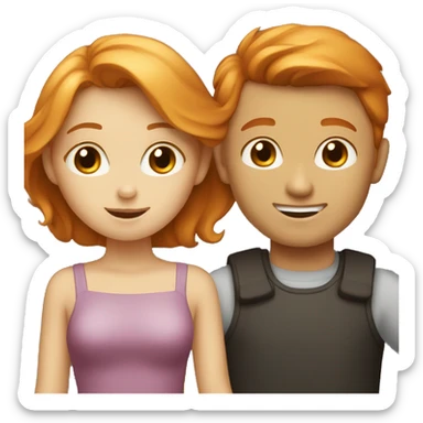 Redhead Girl and blondhead Boy  sticker