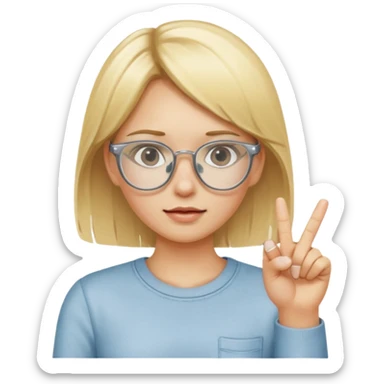 blonde haired girl with clear glasses sticking middle finger  sticker