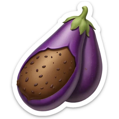 poop holding eggplant sticker