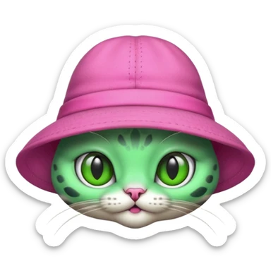 alien cat with pink hat sticker