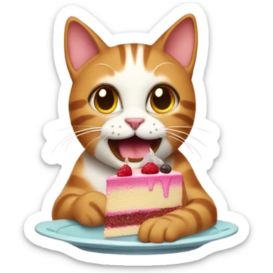 Cat eating cake sticker