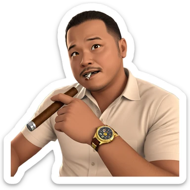 male with cigar and watch sticker