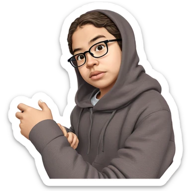 realistic portrait of boy with glasses sticker