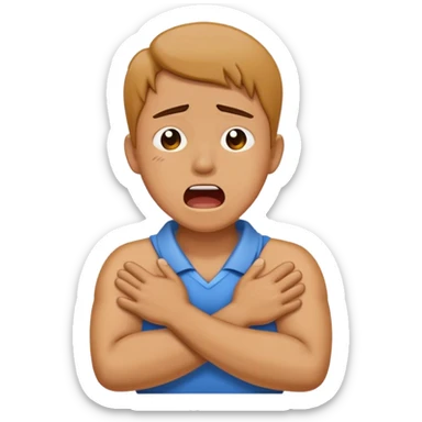 crossing arms holding neck crying and screaming person sticker