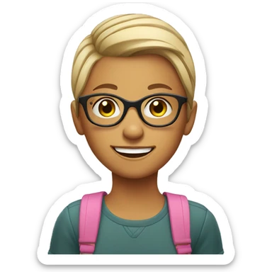 smiling girl with undercut and glasses indoors sticker