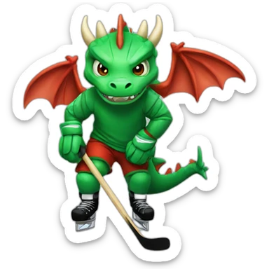 Dragon playing ice hockey sticker