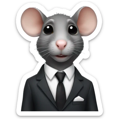 rat wearing a suit and a black tie with eyes that look like stars sticker