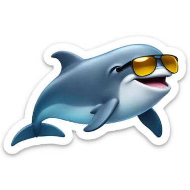 Smug Laughing Dolphin with Sunglasses sticker