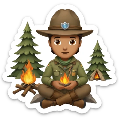 mountain ranger at campfire sticker