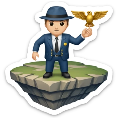 a mafiosi snitch bound up and held over a cliff sticker