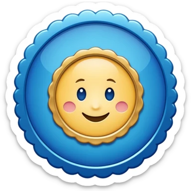 A blue scalloped circle with a verified thing sticker