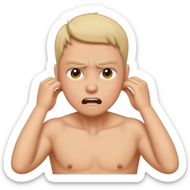 Someone grabbing their own neck angrily sticker