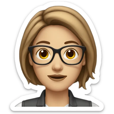 white woman with brown hair and glasses sticker