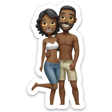 happy couple by the beach sticker