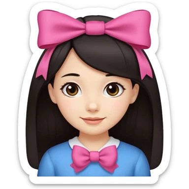 scout girl with hairbow on straight hair dark hair sticker