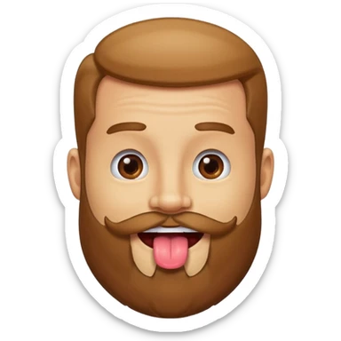 Man with beard sticking tongue out sticker