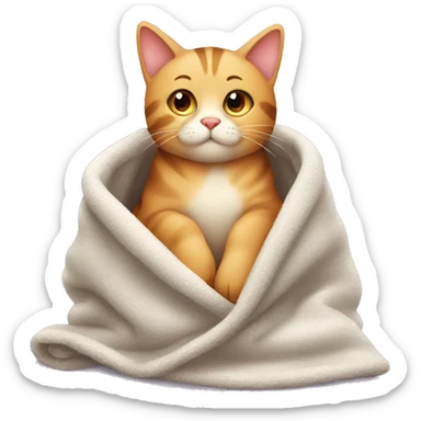 cozy warm cat with blanket sticker