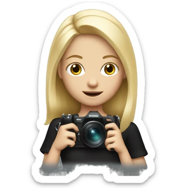 Blonde girl wearing black and holding a camera  sticker