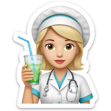 nurse holding icey drink sticker