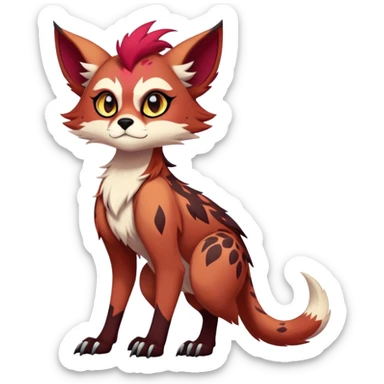 edgy badass cool Falvie-Fionbri-creature-fursona, full body, with random markings sticker