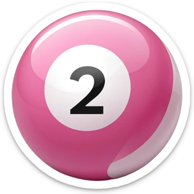 pink billiard ball with the number 23 inside a white circle sticker