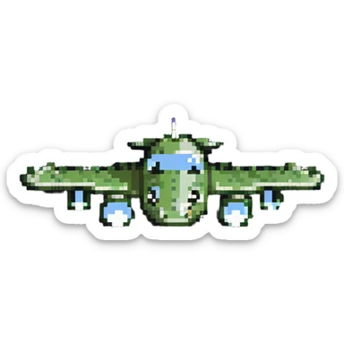 crocodile shaped as a bomber plane, flying sticker