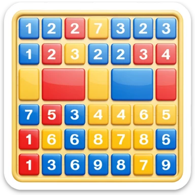 Sliding Puzzle toy with 15 number squares that slide up or down, left or right, a classic toy sticker